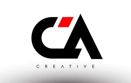 CA Creative Modern Letter Logo Design. CA Icon Letters Logo Vector Illustration with Black and Red Colorsのイラスト素材