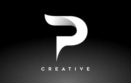 Elegant P Letter Logo Icon Design. White Letter P Logo Design with Minimalist Creative Look and soft Shaddow on Black background Vectorのイラスト素材
