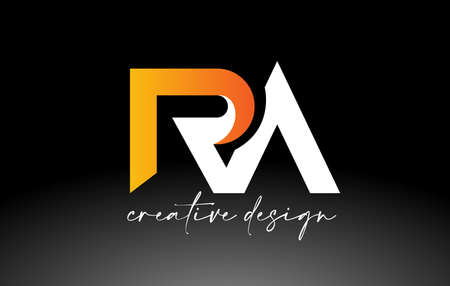 RA Letter Logo with White Golden Colors and Minimalist Design Icon Vector Illustrationのイラスト素材