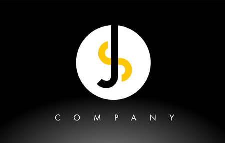 Black and Yellow SJ Logo.  Letter Design Vector with Red and Black Colors.のイラスト素材