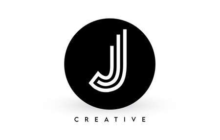 J letter logo design on a black circle. Creative White lines A letter Logo Icon Vector Illustration.のイラスト素材