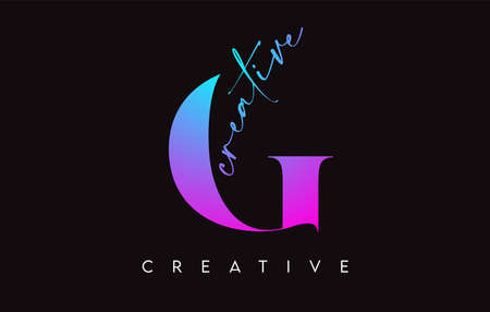 G Letter Design with Creative Cut and Serif Font in  Purple Blue Colors Vector Illustration.のイラスト素材