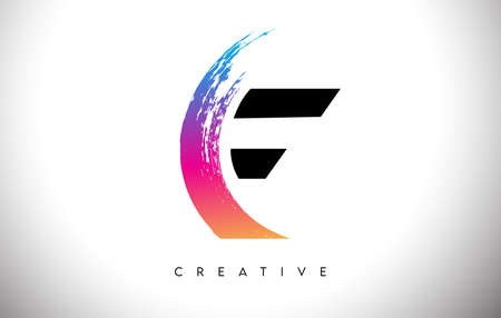F Brush Stroke Artistic Letter Logo Design with Creative Modern Look and Vibrant Colors Vector Illustration.のイラスト素材