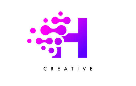 Bubbles Dots Letter H Logo Design. Creative Letter Icon with Blue Bubbles and Circular Dots Vector Illustration.のイラスト素材