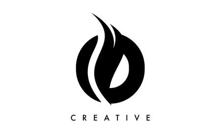 Letter O Logo Icon Design with Swoosh and Creative Cut Curved Shape Vector Illustration.のイラスト素材