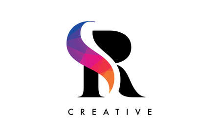 SR Letter Design with Creative Cut and Colorful Rainbow Texture. SR Letter Icon Vector Logo with Serif Font and Minimalist Style.のイラスト素材