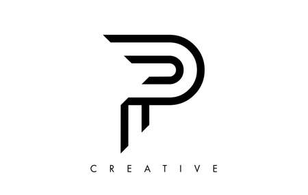 P Letter Logo Monogram with Black and White Lines and Minimalist Design Vector. Creative Modern Letter P Icon Sign Illustration.のイラスト素材