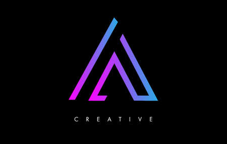 A Letter Logo Monogram with Purple Violet Lines and Minimalist Design Vector. Creative Modern Letter V Icon Sign Illustration.のイラスト素材