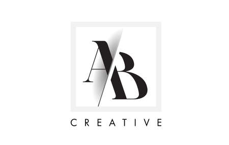 AB Letter Logo Design with Creative Intersected and Cutted Serif Font.のイラスト素材