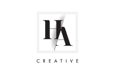 HA Letter Logo Design with Creative Intersected and Cutted Serif Font.のイラスト素材