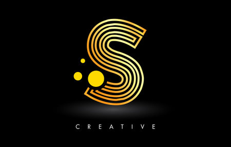 Golden Lines N Letter Logo Letter made of Lines. Monogram Style Letter Icon Vector Illustrationのイラスト素材