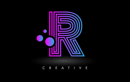 Purple Lines R Letter Logo Letter made of Lines. Monogram Style Letter Icon Vector Illustrationのイラスト素材
