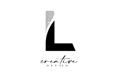 L Letter Logo Design with Creative letter l made of Black text font Texture Vector. Graphic Icon L Letter Logo illustration.のイラスト素材