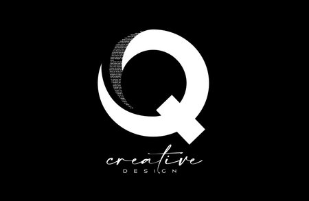 White Q Letter Logo Design with Creative letter q made of Black text font Texture Vector. Graphic Icon Q Letter Logo illustration.のイラスト素材