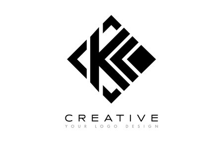 Tribal Lines K Letter Logo. K letter Icon Vector with Creative Shape and Minimalist Design in Black and White Vector.のイラスト素材