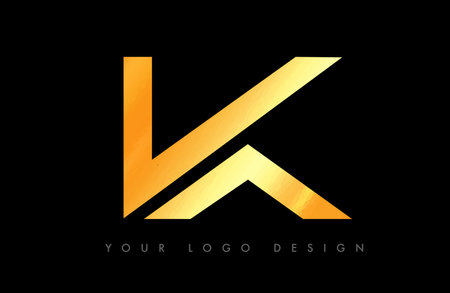 KA AK Letter Logo. K letter Icon Vector with Creative Shape and Minimalist Design in Golden and Black Vector.のイラスト素材