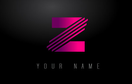 Z Magenta Lines Letter Logo. Creative Line Letters Design Vector Template.のイラスト素材