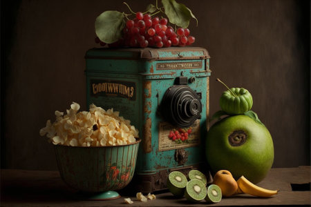 Nostalgic antique Vintage Still life with old Vintage objects and cinematic lighting, Vintage old memorable objects compositions, Ai generatedの写真素材
