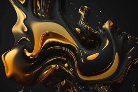 Artistic Luxury Gold Fluid Liquid Background with Gonden Metalic texture melted and flowing in a creative way. Ai generatedの素材