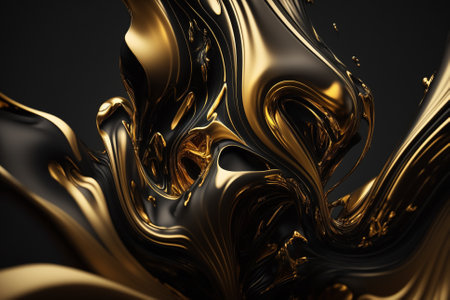 Artistic Luxury Gold Fluid Liquid Background with Gonden Metalic texture melted and flowing in a creative way. Ai generatedの素材