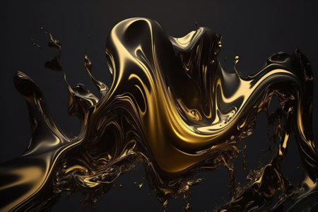 Artistic Luxury Gold Fluid Liquid Background with Gonden Metalic texture melted and flowing in a creative way. Ai generatedの素材