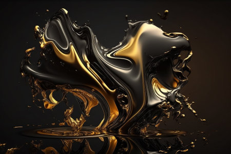 Artistic Luxury Gold Fluid Liquid Background with Gonden Metalic texture melted and flowing in a creative way. Ai generatedの素材