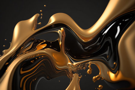 Artistic Luxury Gold Fluid Liquid Background with Gonden Metalic texture melted and flowing in a creative way. Ai generatedの素材