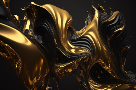 Artistic Luxury Gold Fluid Liquid Background with Gonden Metalic texture melted and flowing in a creative way. Ai generatedの素材