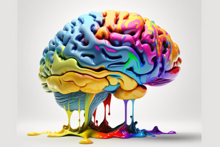 Vibrant human Brain made of Colorful smoke representing creativre ideas, inspiration, creativity concept, fresh ideas, positivity. Ai generatedの素材