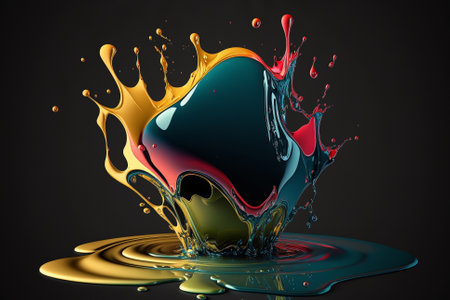 Beautiful Colorful Vibrant Liquid Splash. Creative Splash, Amazing colorful paint mix splash background, Ai generatedの素材