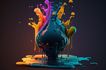 Beautiful Colorful Vibrant Liquid Splash. Creative Splash, Amazing colorful paint mix splash background, Ai generatedの素材