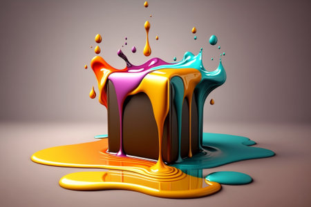 Beautiful Colorful Vibrant Liquid Splash. Creative Splash, Amazing colorful paint mix splash background, Ai generatedの素材