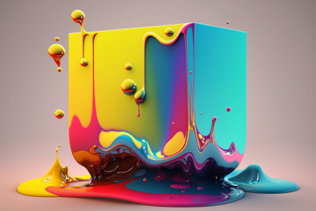 Beautiful Colorful Vibrant Liquid Splash. Creative Splash, Amazing colorful paint mix splash background, Ai generatedの素材