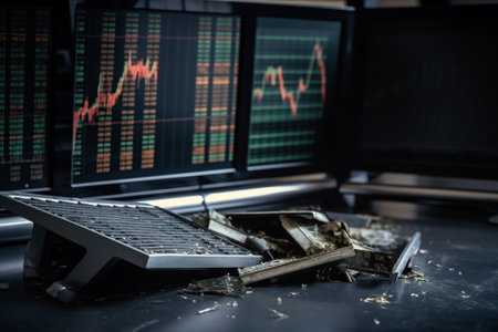 Economic Recession Concept with Stock market Crash and pain in the markets.Ai generated illustration ( not real humans)の素材