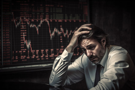Economic Recession Concept with Stock market Crash and pain in the markets.Ai generated illustration ( not real humans)の素材