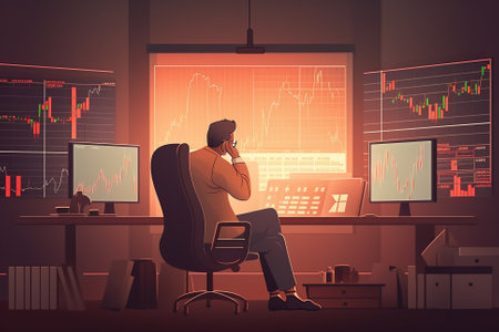 Economic Recession Concept with Stock market Crash and pain in the markets.Ai generated illustration ( not real humans)の素材