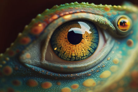 Fantasy Eye with Vibrant Amazing Colors Macro Close up view. Eye Macro with Vibrant Saturated Colors illustration. Ai generatedの素材