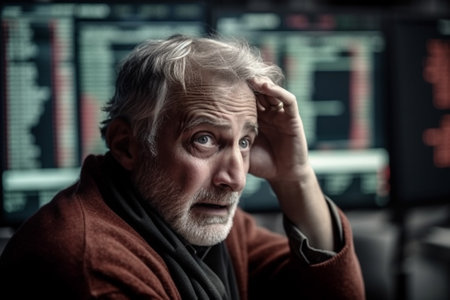 Economic Recession Concept with Stock market Crash and pain in the markets.Ai generated illustration ( not real humans)の素材