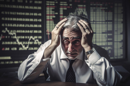 Economic Recession Concept with Stock market Crash and pain in the markets.Ai generated illustration ( not real humans)の素材
