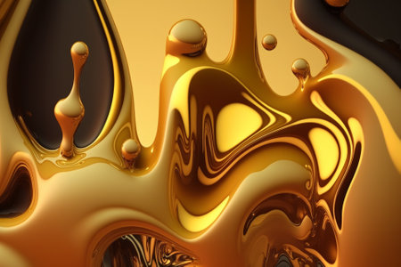 Fluid Melted Liquid Gold Texture. Melted Golden background artistic texture with melted gold Details illustration. Ai generatedの素材