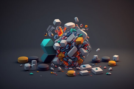 Medicine Pills Addiction. Overprescribing Antibiotics, Drugs Addiction Concept illustration. Ai generatedの素材