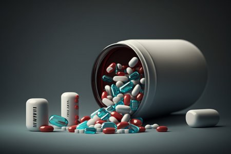 Medicine Pills Addiction. Overprescribing Antibiotics, Drugs Addiction Concept illustration. Ai generatedの素材