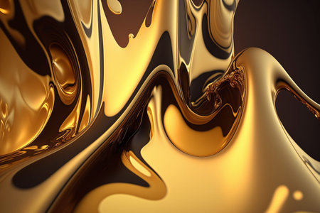 Fluid Melted Liquid Gold Texture. Melted Golden background artistic texture with melted gold Details illustration. Ai generatedの素材