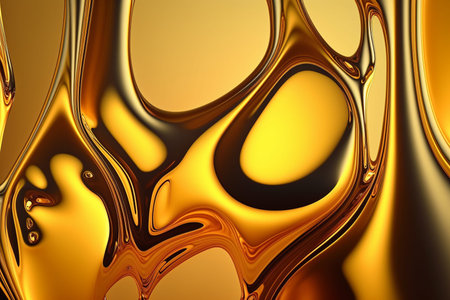 Fluid Melted Liquid Gold Texture. Melted Golden background artistic texture with melted gold Details illustration. Ai generatedの素材