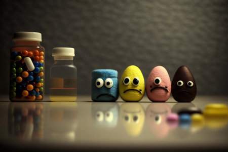 Medicine Pills Addiction. Overprescribing Antibiotics, Drugs Addiction Concept illustration. Ai generatedの素材