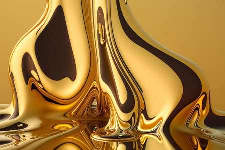 Fluid Melted Liquid Gold Texture. Melted Golden background artistic texture with melted gold Details illustration. Ai generatedの素材