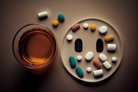 Medicine Pills Addiction. Overprescribing Antibiotics, Drugs Addiction Concept illustration. Ai generatedの素材