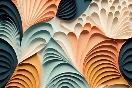 Pastel papercut texture with colorful cut and floral elements. Intricate floral cut with pastel colors background illustration. Ai generatedの素材