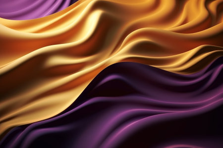 An illustration of a silk texture background in yellow and purple colors, suitable for banners, flyers, and graphic design projects. Ai generatedの素材