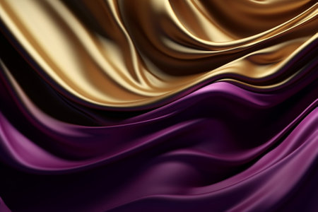 An illustration of a silk texture background in yellow and purple colors, suitable for banners, flyers, and graphic design projects. Ai generatedの素材